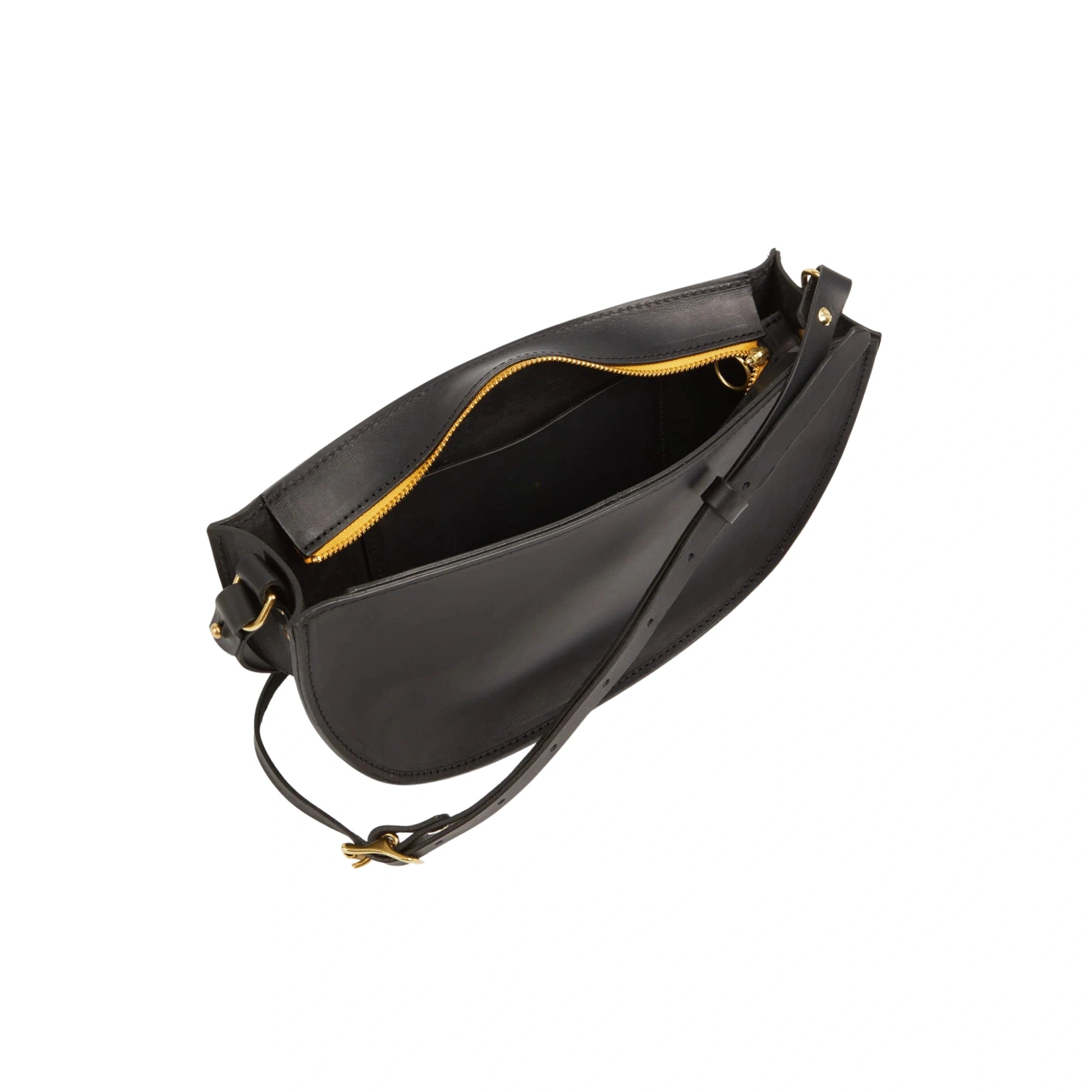 Large Half Moon Leather Bag - Black