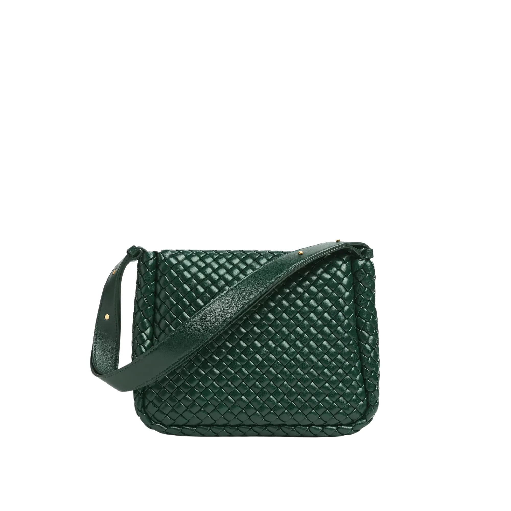 Cobble Intreccio Leather Shoulder Bag - Green