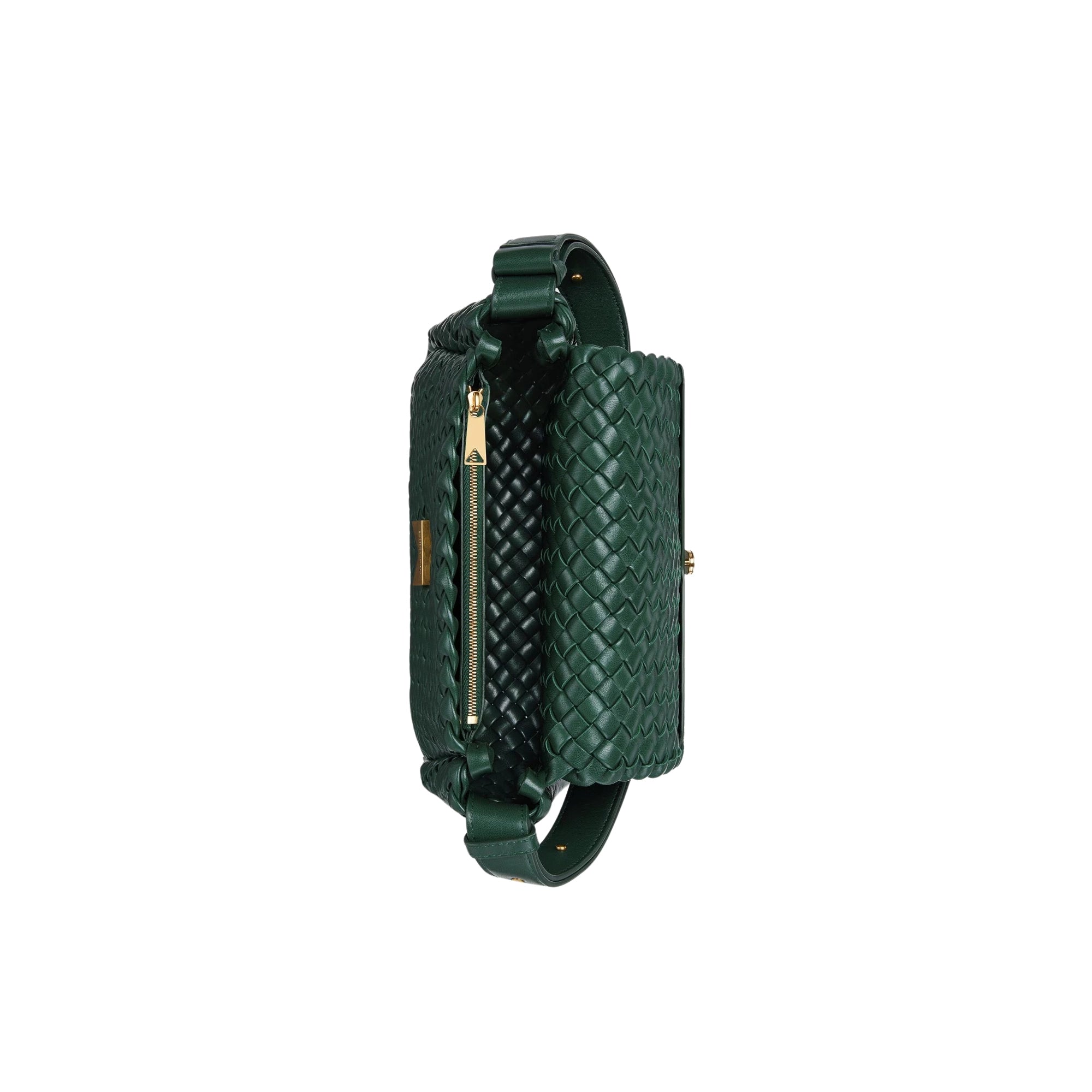 Cobble Intreccio Leather Shoulder Bag - Green