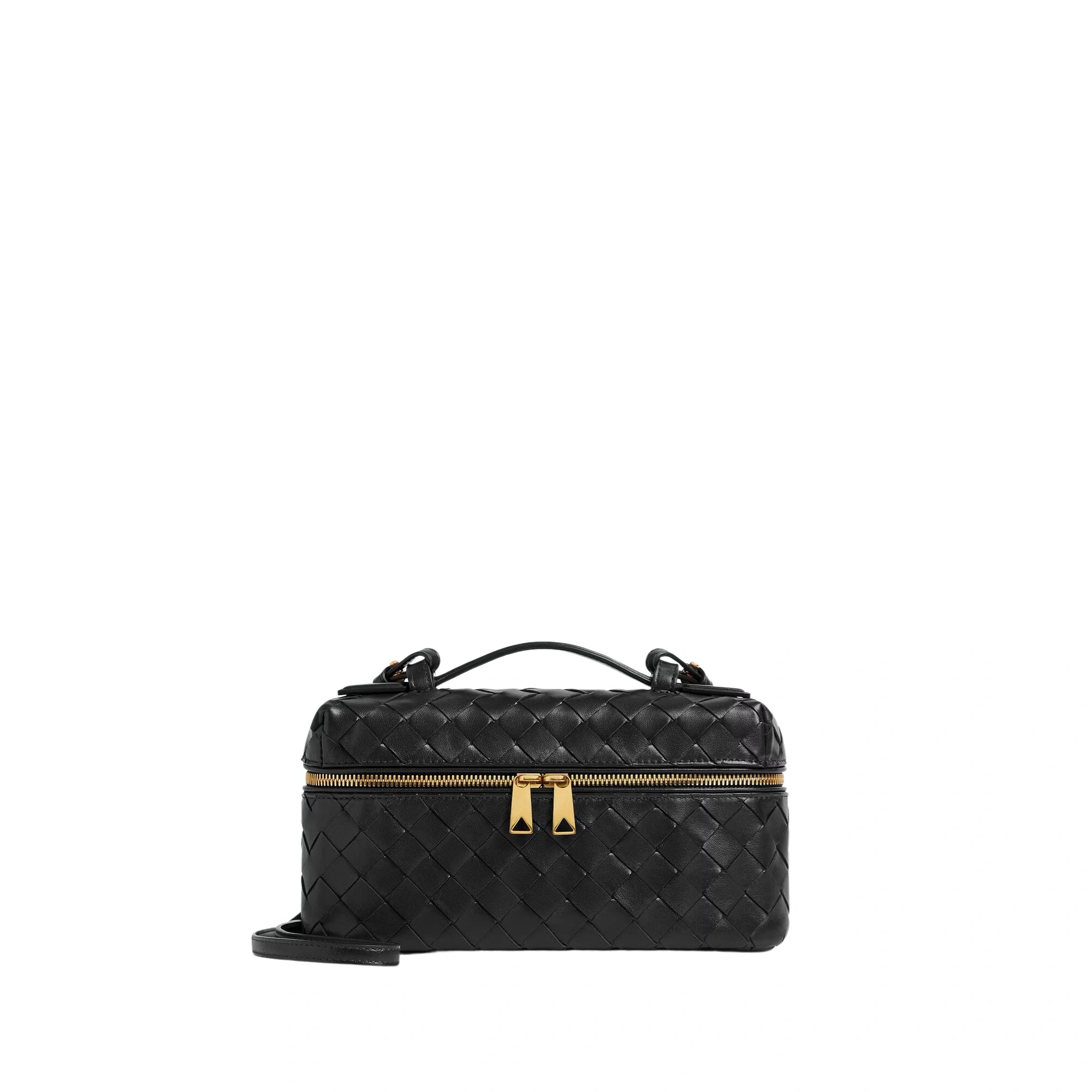 Intrecciato Bang Bang Leather Vanity Bag - Black