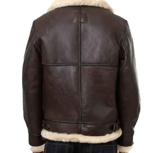 Men's Brown B3 Bomber Jacket Classic Leather & Sheepskin