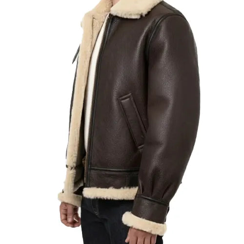 Men's Brown B3 Bomber Jacket Classic Leather & Sheepskin