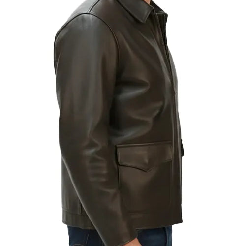 Indiana Jones Leather Jacket - Brown Bomber Style