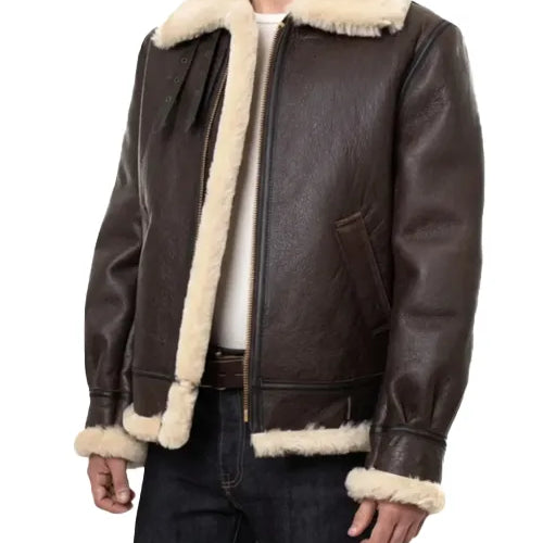 Men's Brown B3 Bomber Jacket Classic Leather & Sheepskin