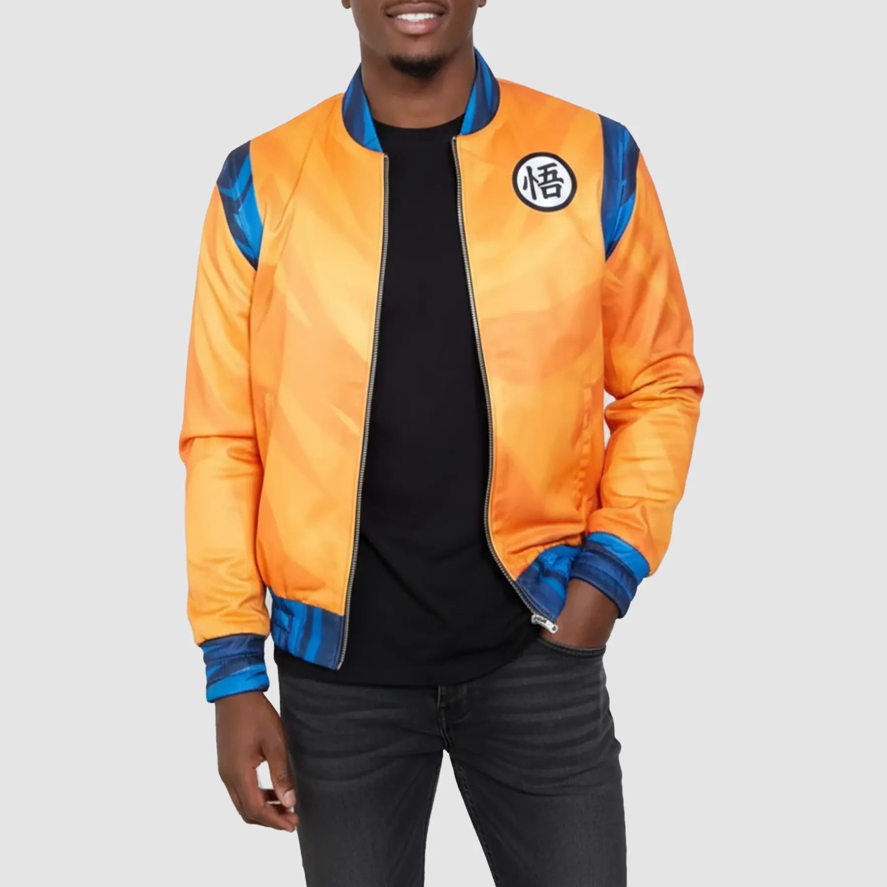 Men’s Goku Orange Bomber Jacket – Anime-Inspired Style