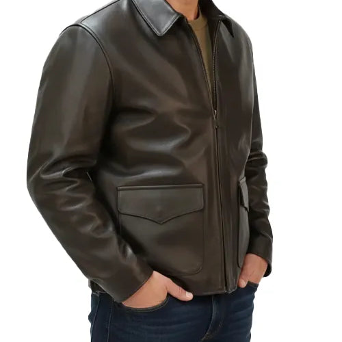Indiana Jones Leather Jacket - Brown Bomber Style