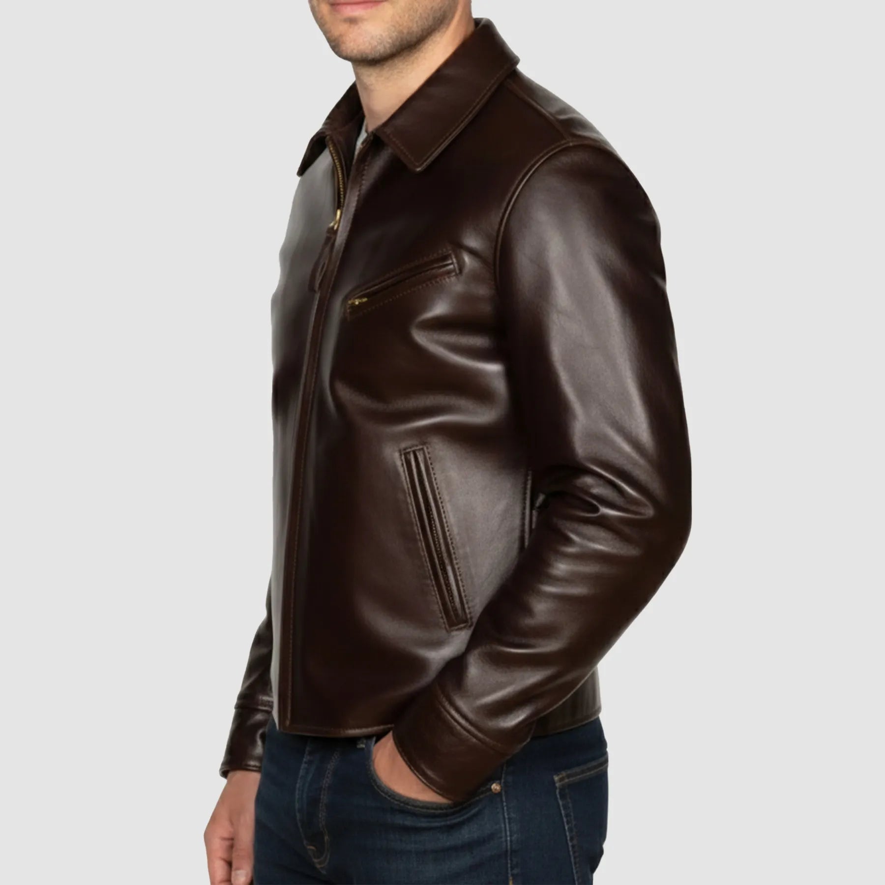 1930s Half Belt Leather Jacket