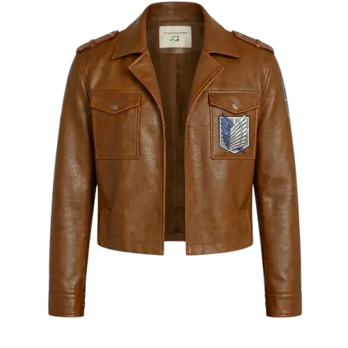 Attack on Titan Jacket for Men – Brown Leather Bomber Style