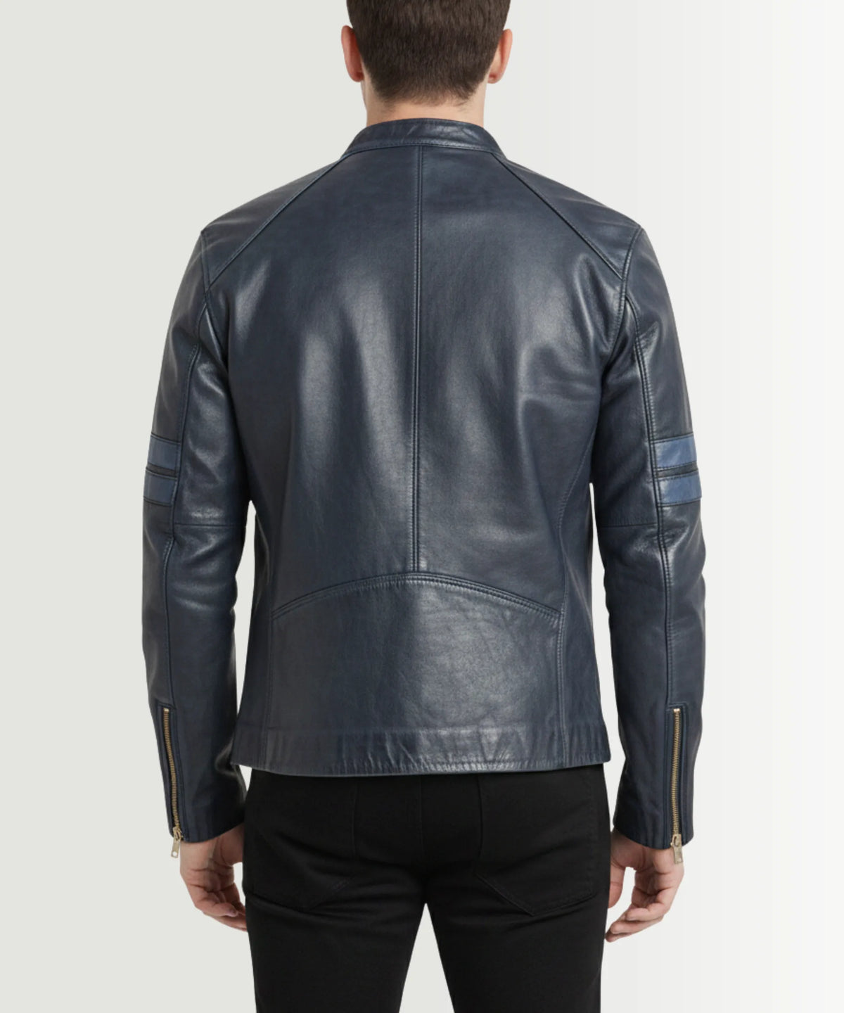 Men’s Black Cafe Racer Leather Jacket – Slim Fit Genuine Leather