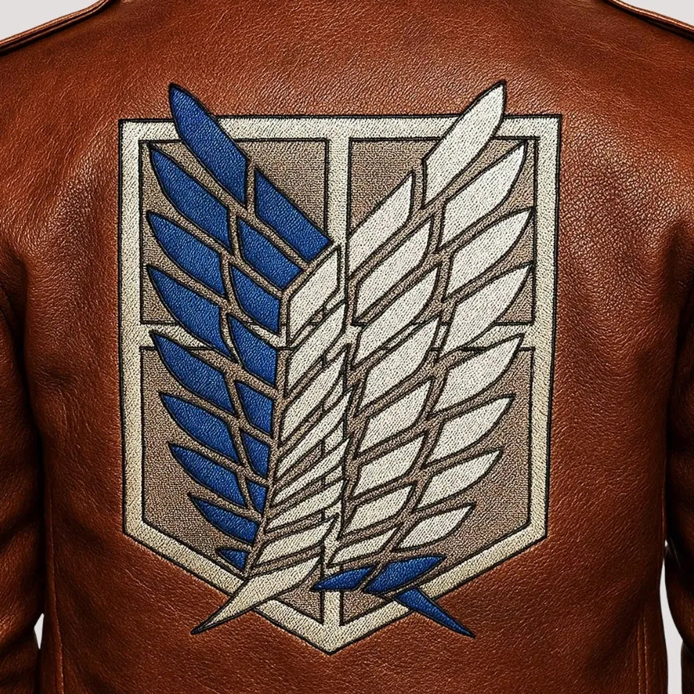 Attack on Titan Jacket for Men – Brown Leather Bomber Style