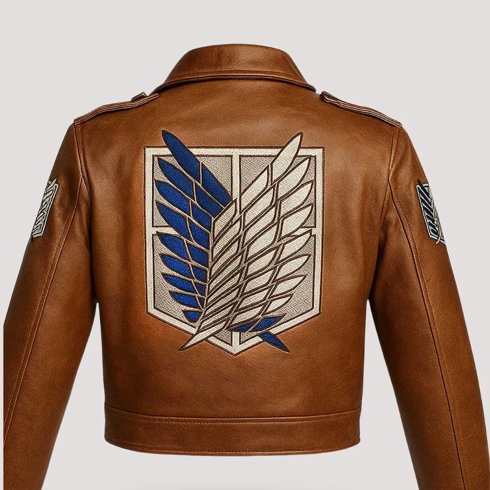 Attack on Titan Jacket for Men – Brown Leather Bomber Style