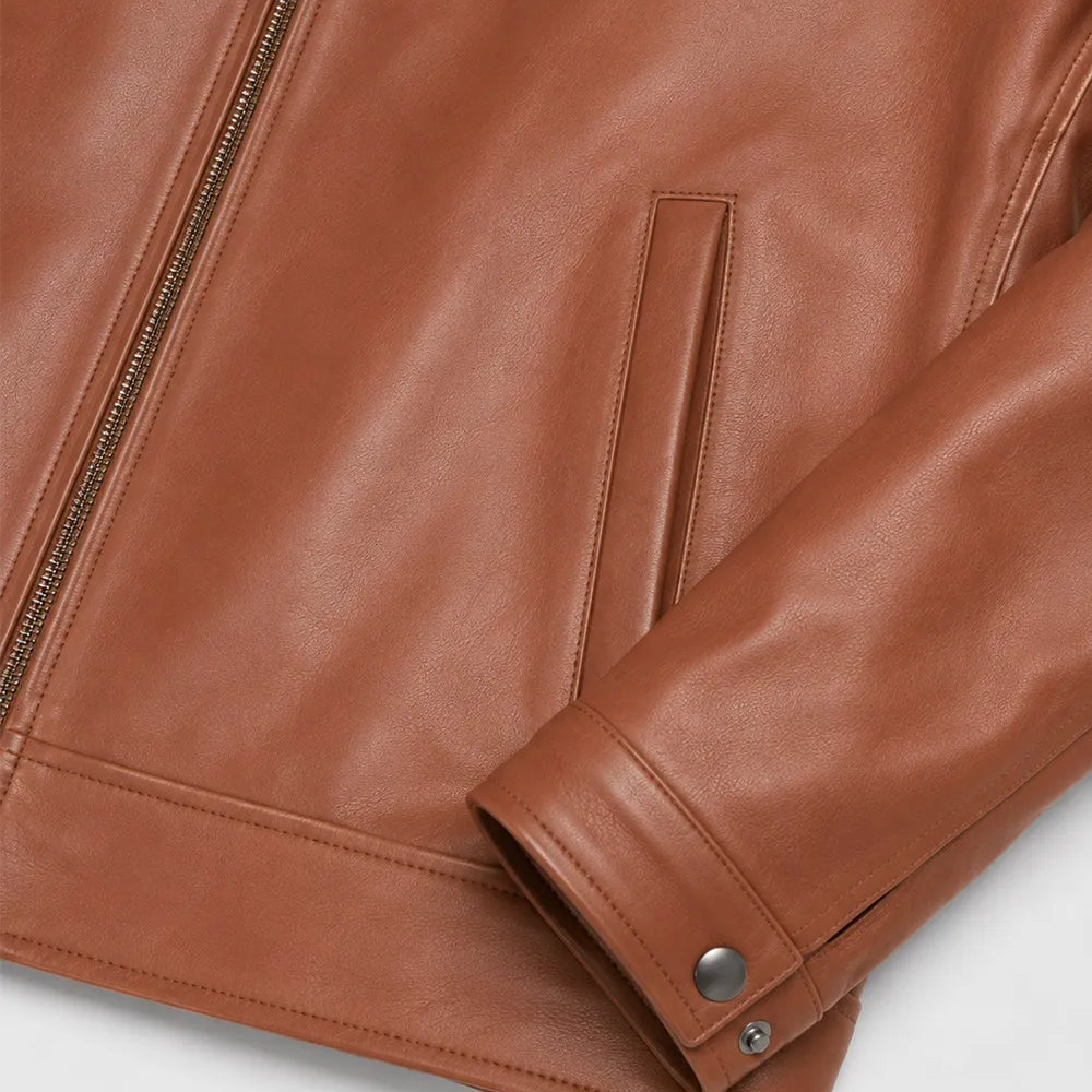 Men's Leather Harrington Jacket styled for casual and smart casual wear with premium genuine lambskin leather.