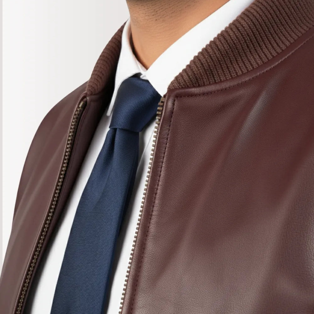 Levant Heritage Mens Burgundy Leather Jacket