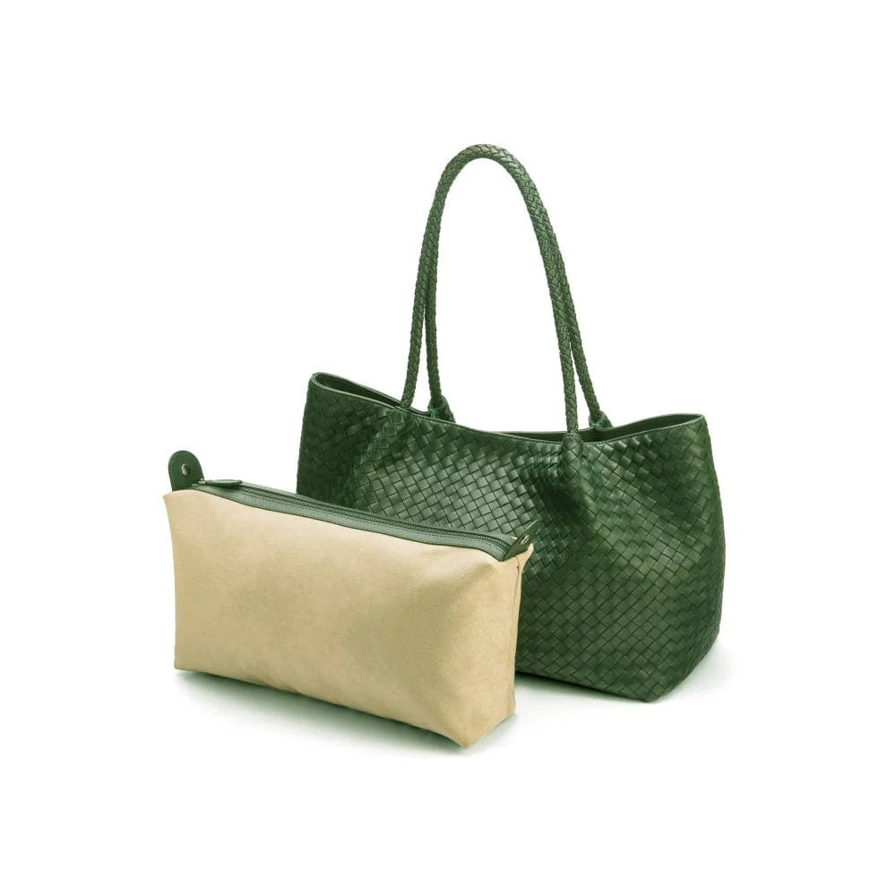 Cassidy Woven Slouchy Leather Bag – Green