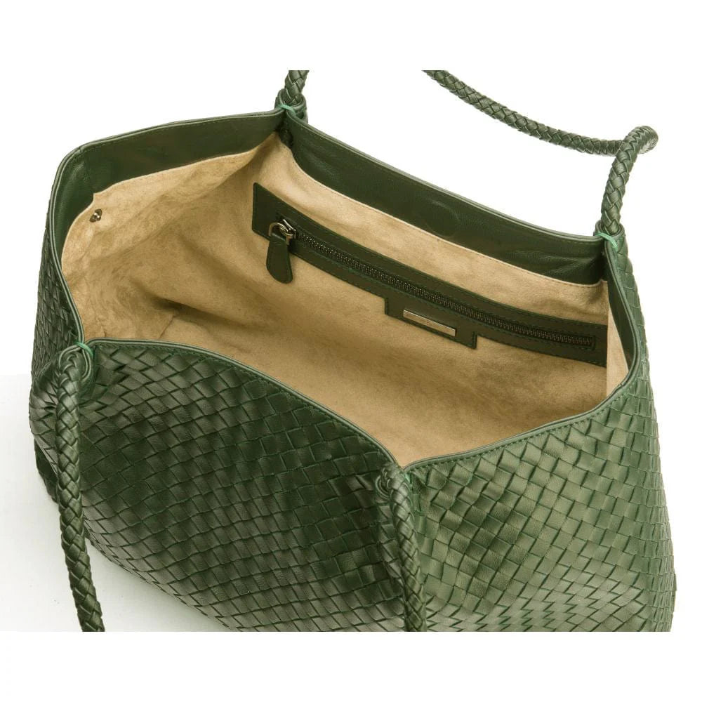 Cassidy Woven Slouchy Leather Bag – Green