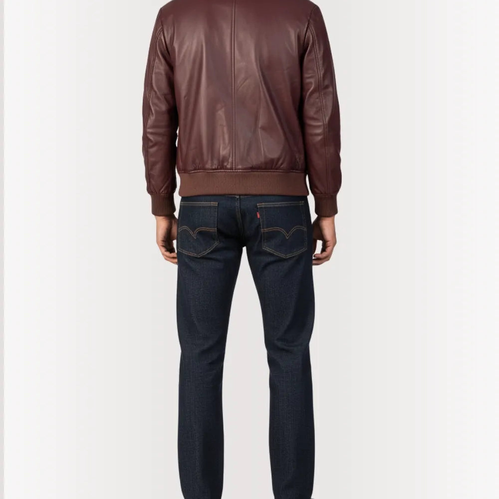 Levant Heritage Mens Burgundy Leather Jacket