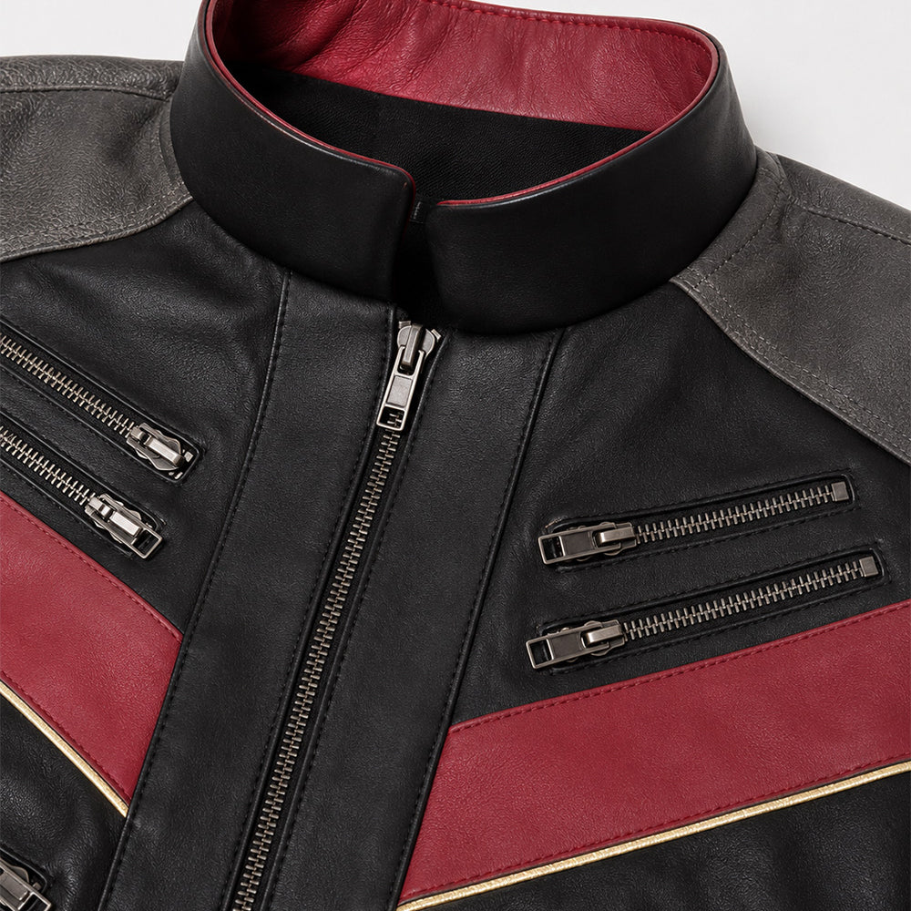 Men's Spider Man leather jacket inspired by the Miles Morales style, ideal for casual wear, cosplay events, comic conventions, and streetwear fashion.