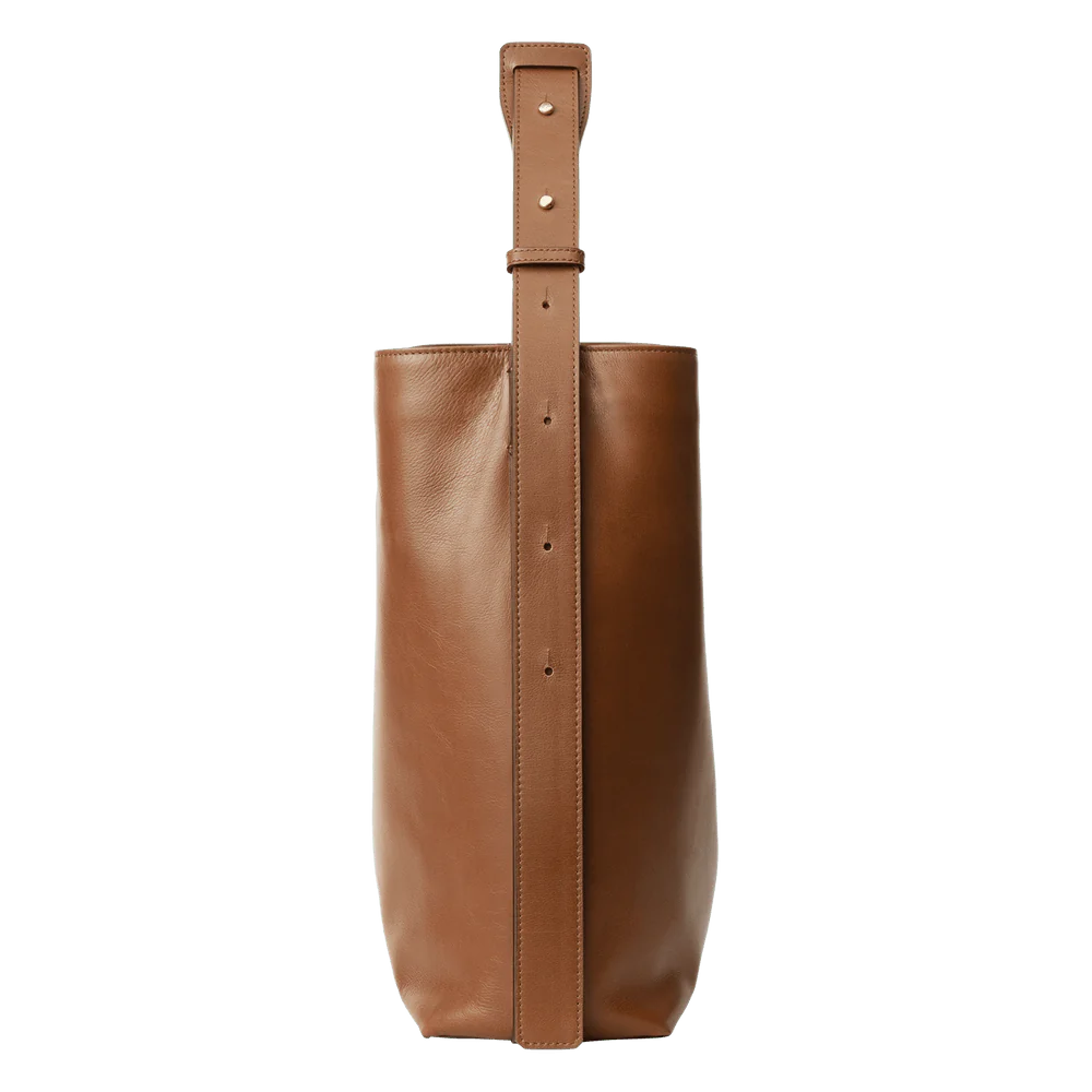 Signature Caramel Bucket Tote Bag (Medium Brown)