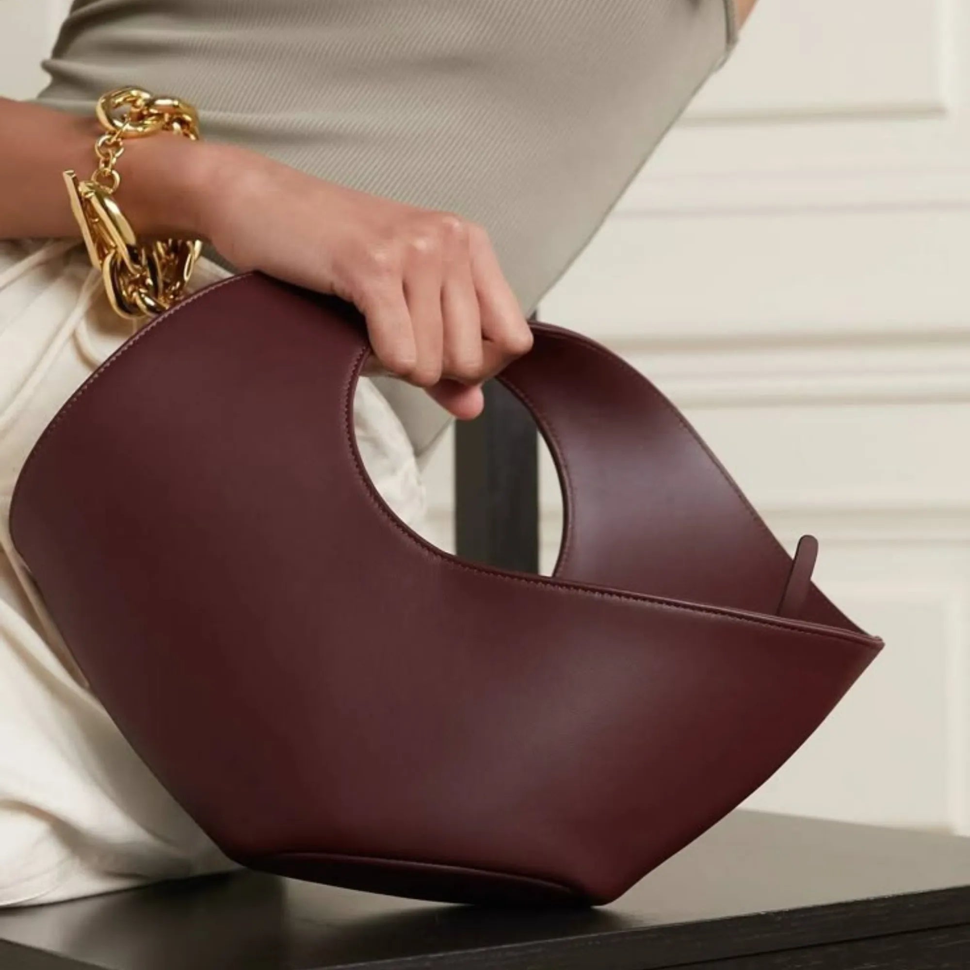 Signature Red Leather top handle tote