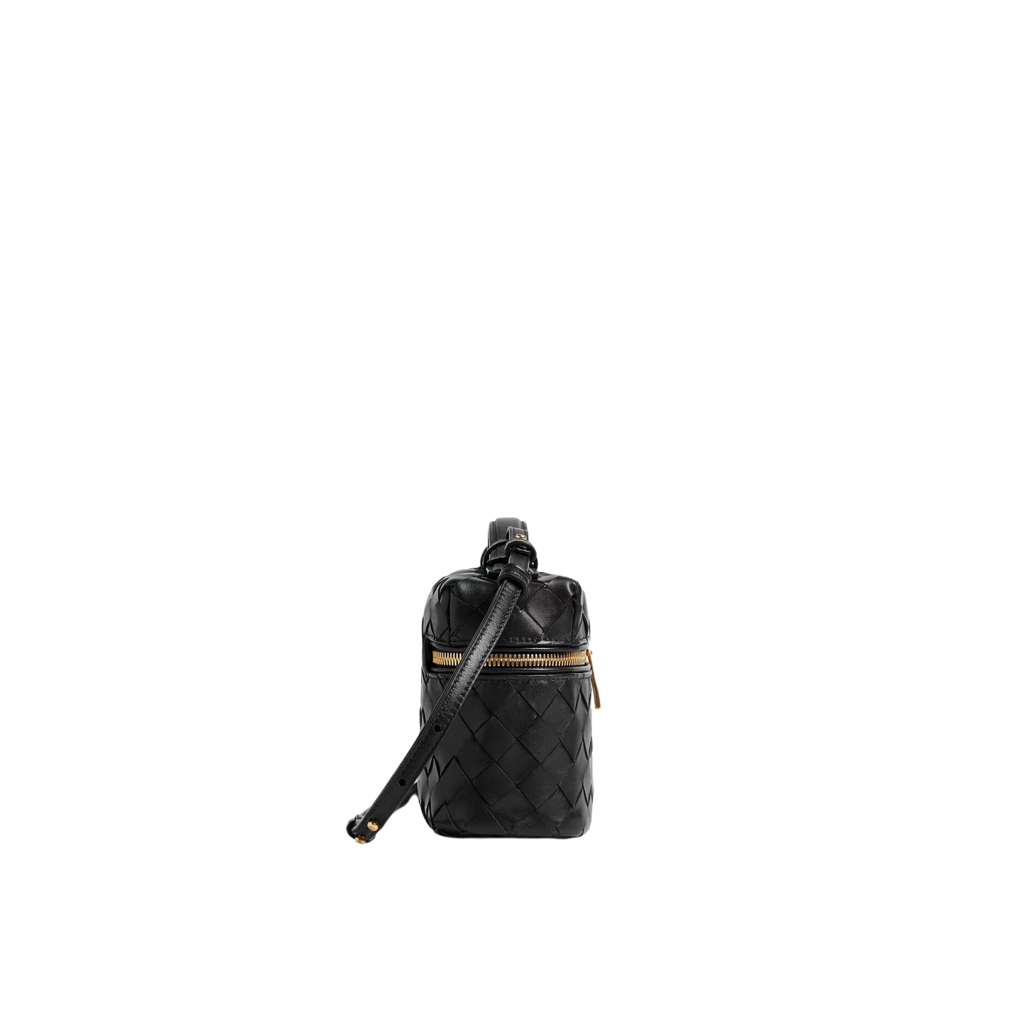 Intrecciato Bang Bang Leather Vanity Bag - Black