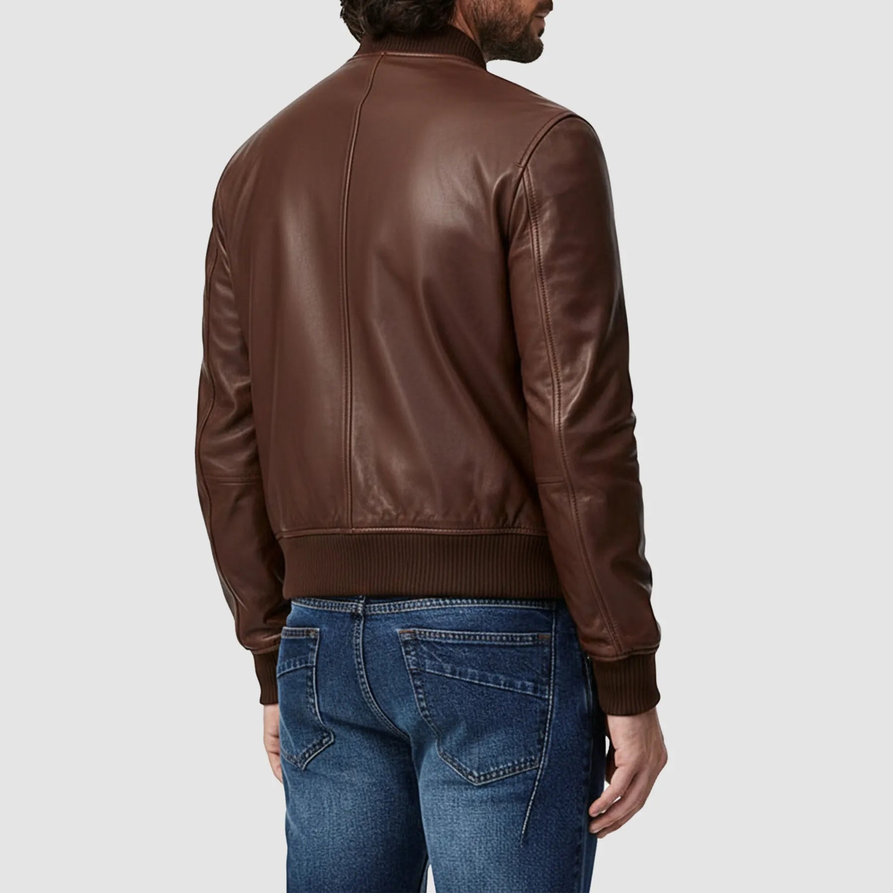 Men’s Brown Leather Bomber Jacket