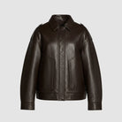 Brown Vintage Leather Bomber Jacket For Women