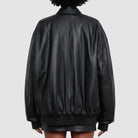 Selena Gomez Black Leather Bomber Jacket for Women