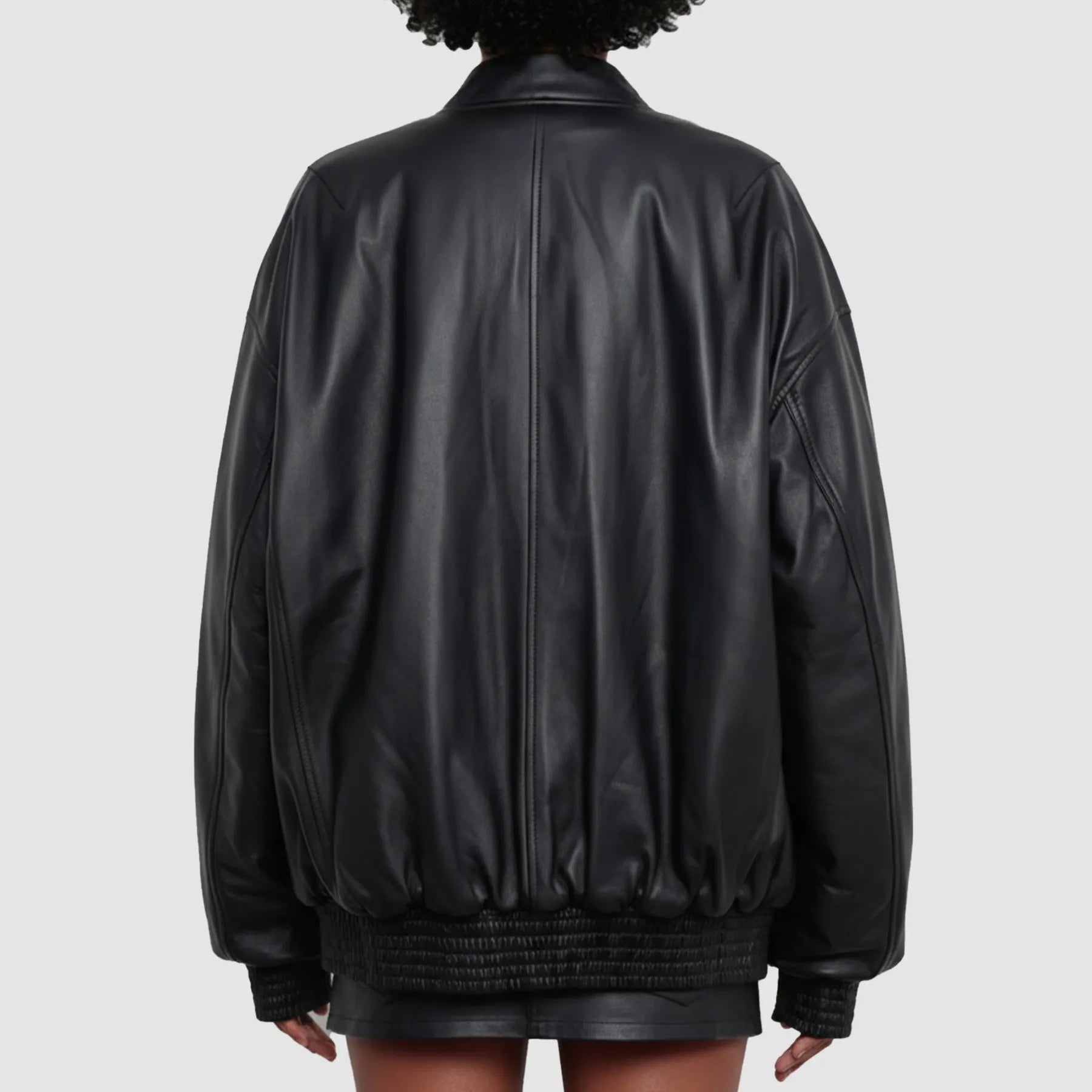 Selena Gomez Black Leather Bomber Jacket for Women