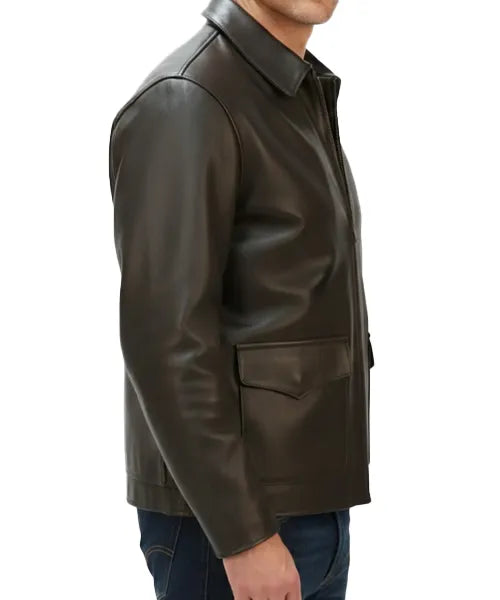 Indiana Jones Leather Jacket - Brown Bomber Style