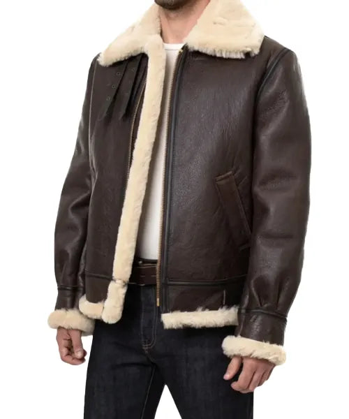 Men's Brown B3 Bomber Jacket Classic Leather & Sheepskin