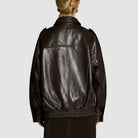 Brown Vintage Leather Bomber Jacket For Women