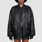 Selena Gomez Black Leather Bomber Jacket for Women