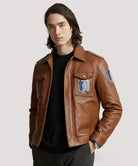 Attack on Titan Jacket for Men – Brown Leather Bomber Style