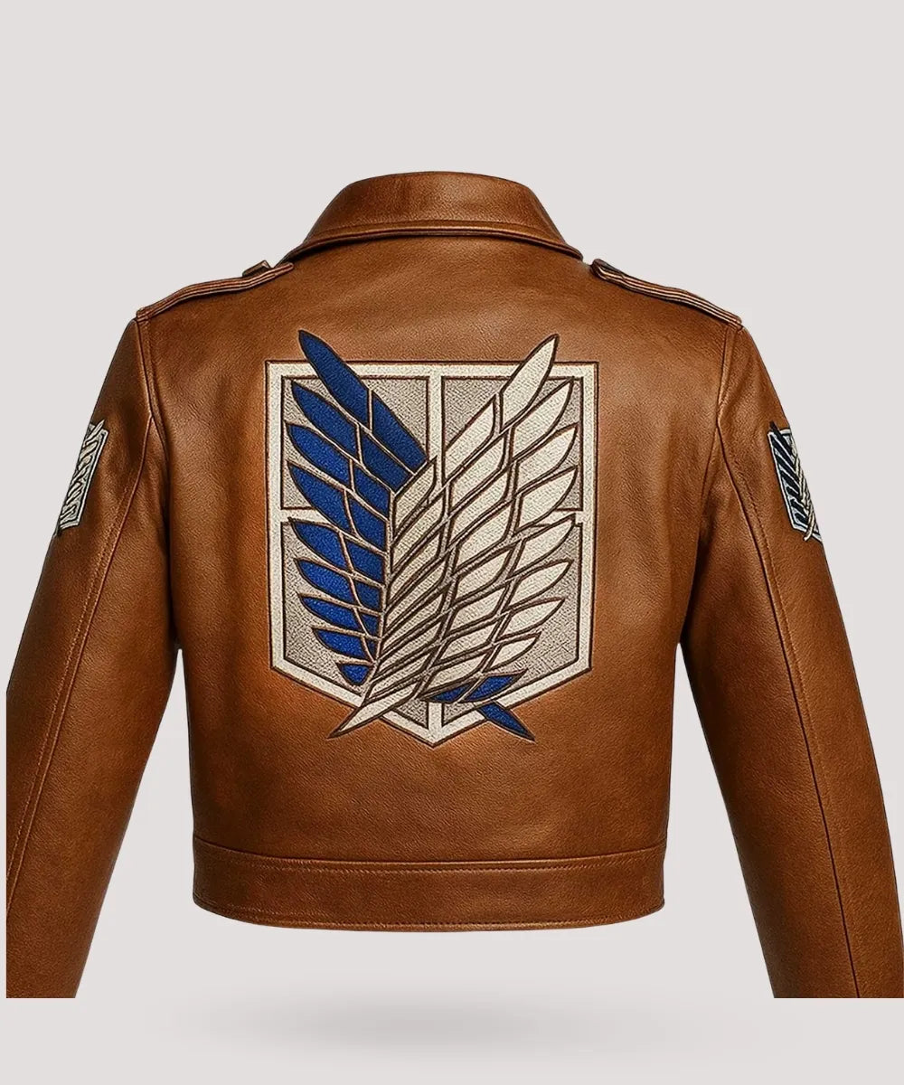 Attack on Titan Jacket for Men – Brown Leather Bomber Style