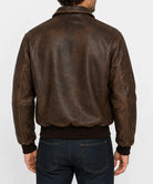 Interior lining of a men's leather flight jacket showing its inner pocket
