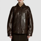 Brown Vintage Leather Bomber Jacket For Women