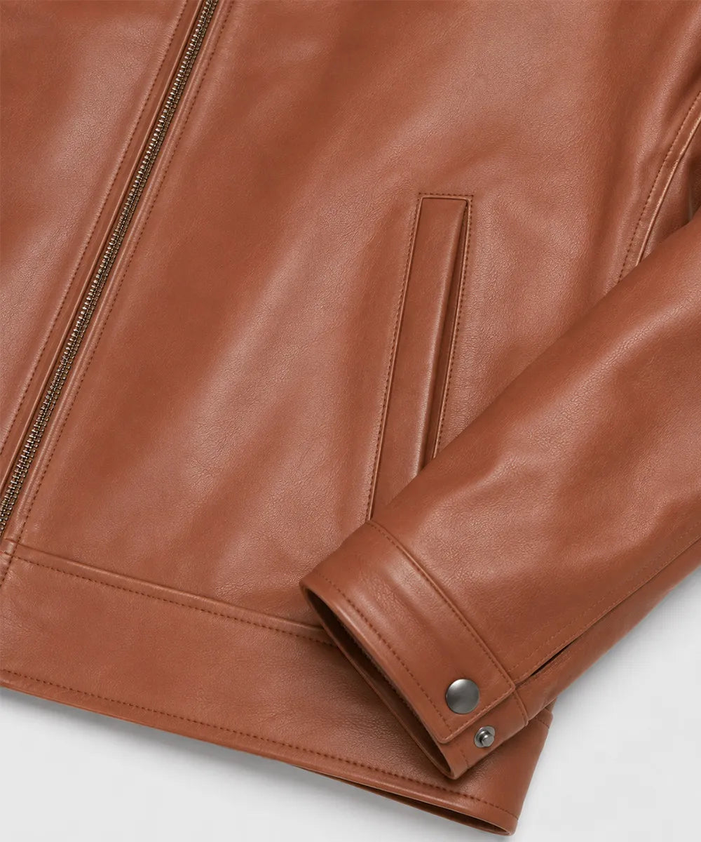 Men's Leather Harrington Jacket styled for casual and smart casual wear with premium genuine lambskin leather.