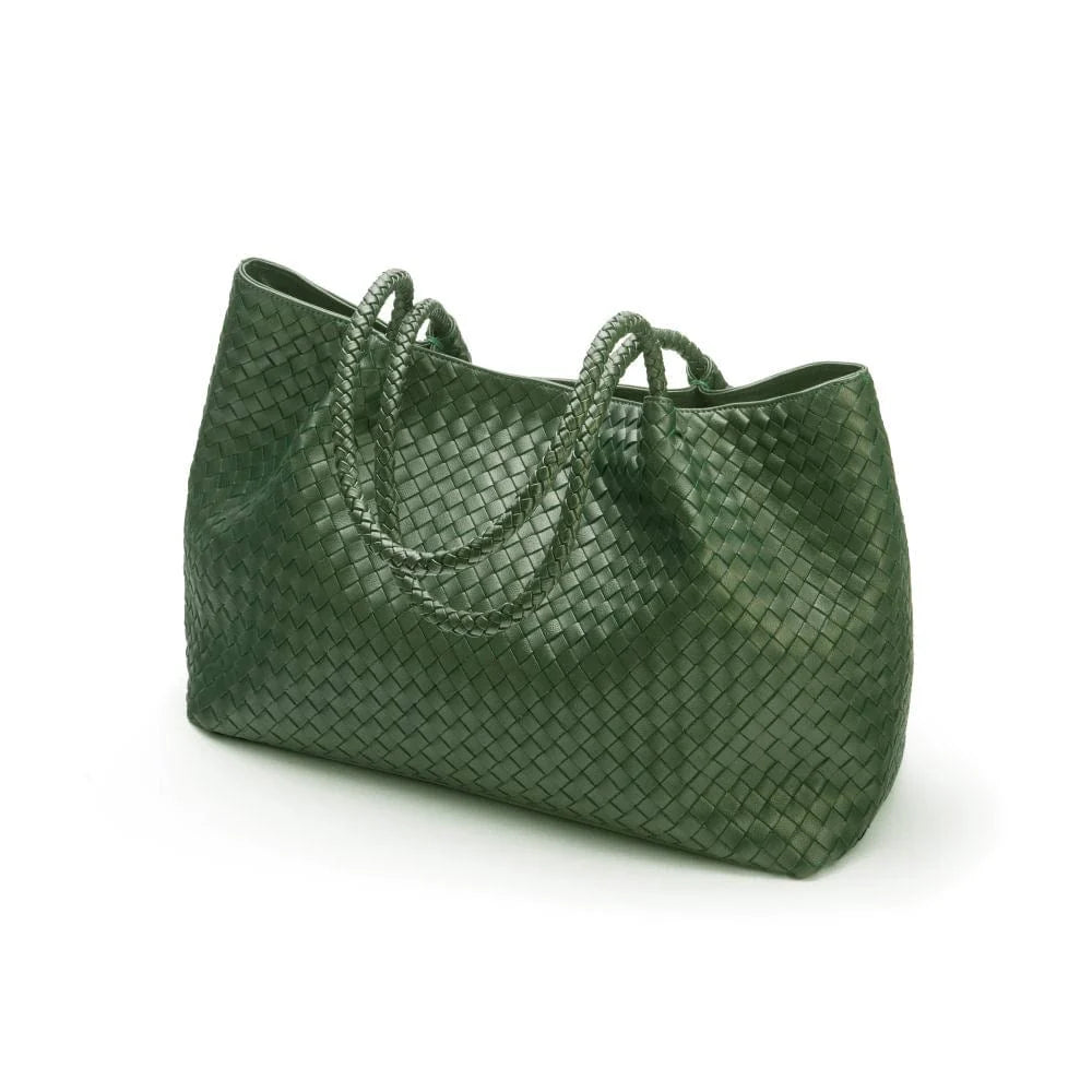 Cassidy Woven Slouchy Leather Bag – Green
