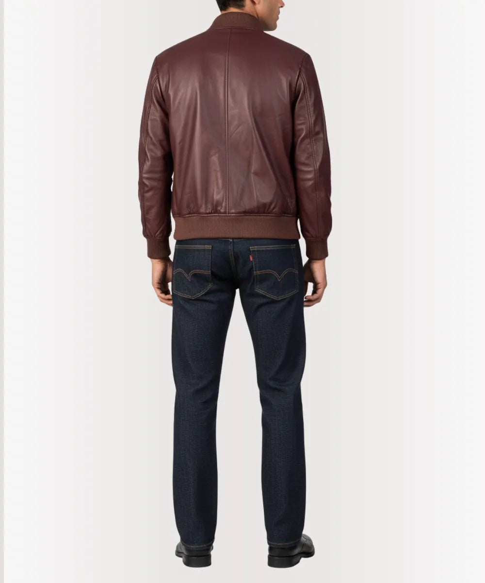 Levant Heritage Mens Burgundy Leather Jacket