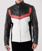 Side profile of Men's Mr Terrific Jacket with premium leather construction, comfortable fit, and classic outerwear style.