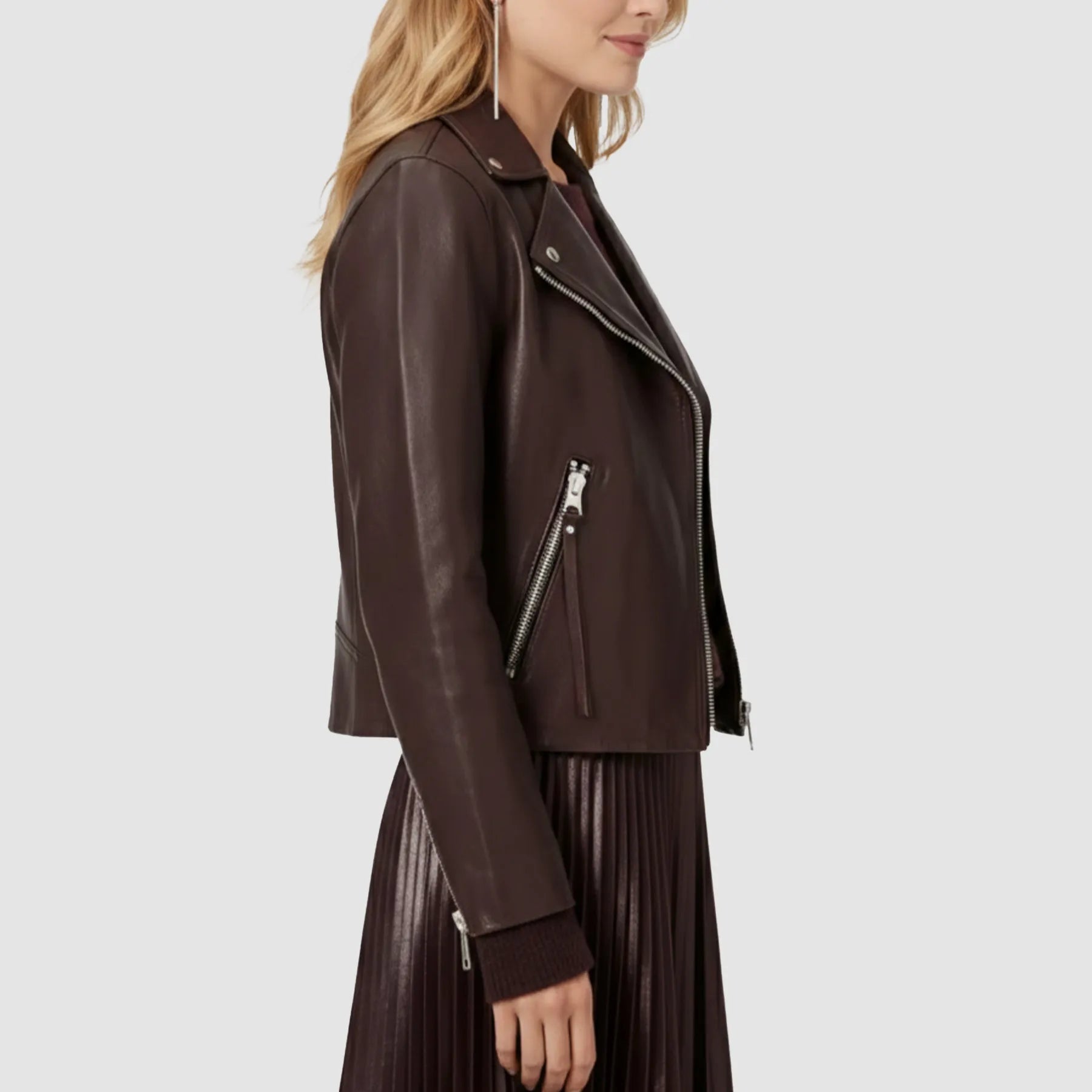 Women’s Oxblood Leather Biker Jacket