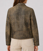 Genuine leather distressed leather jacket for women with a washed vintage look