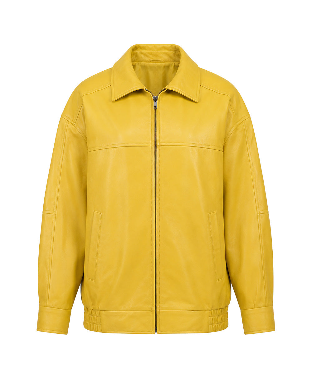 yellow-leather-jacket-women-front